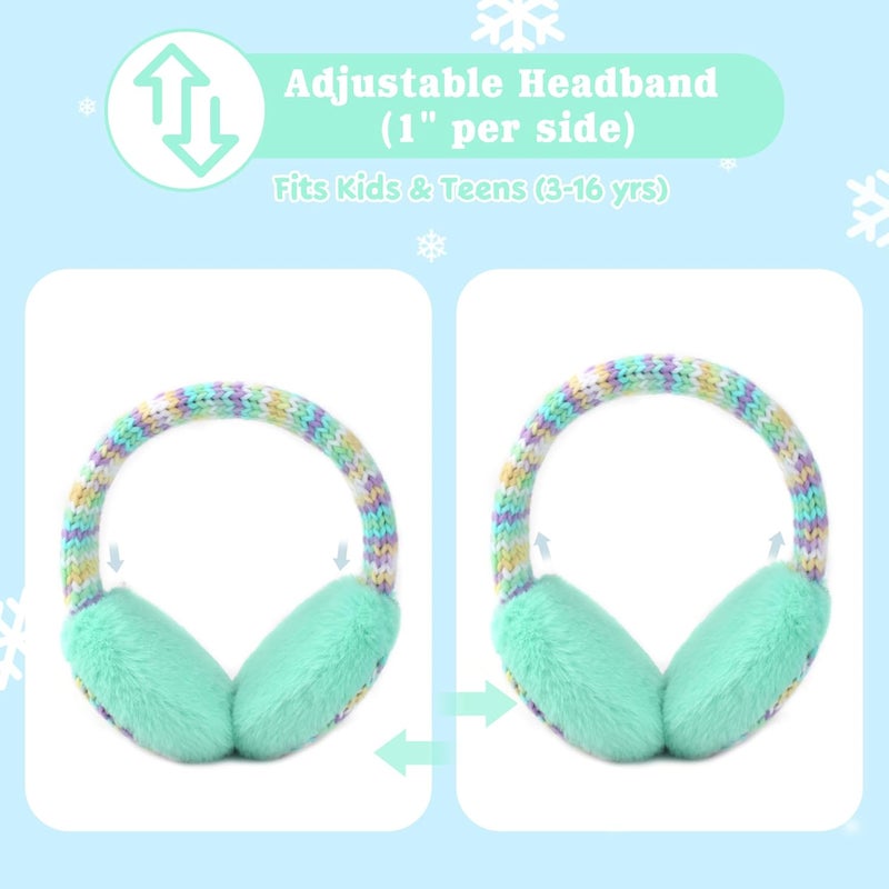 SEDUXI Kids Winter Ear Muffs with Gloves Set - Plush Knit Earmuffs & Mittens, Adjustable Soft Ear Warmers for Boys Girls 3-16 Years - Image 3